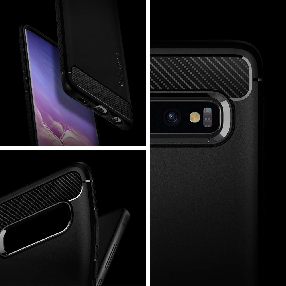 Spigen Rugged Armor Matte Black Case - For Samsung Galaxy S10 - mosaccessories