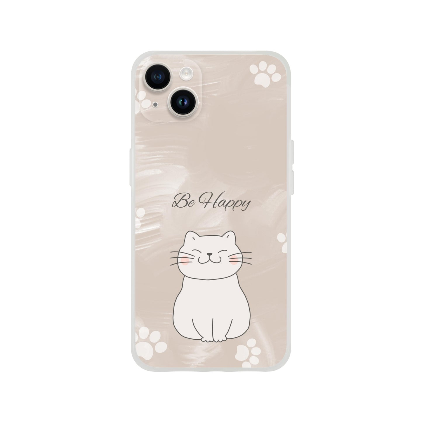 Be Happy Smiling Cat Flexi Case Cover - For iPhone 14 / 13 / 12 / 11 / X / 8 / 7 Series