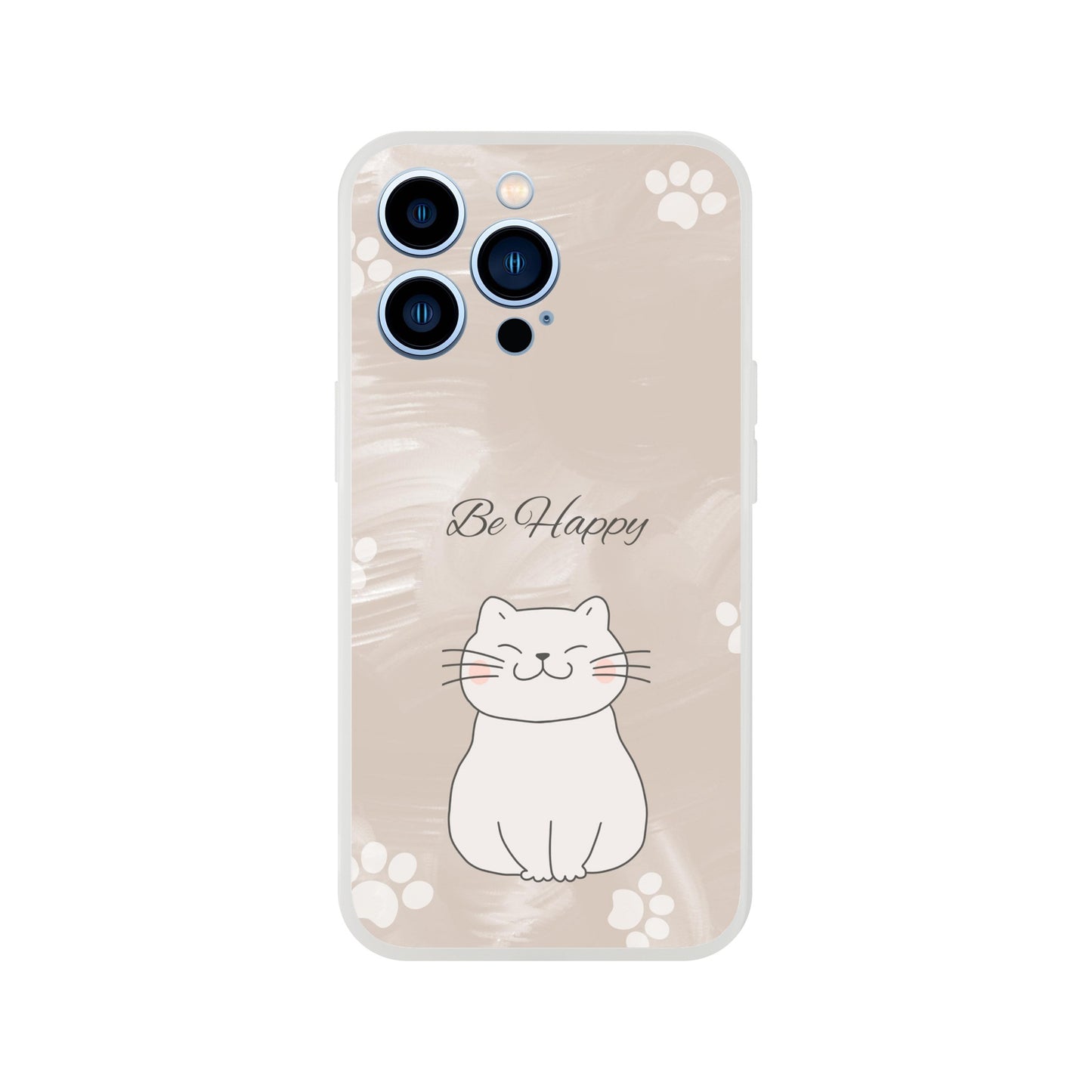 Be Happy Smiling Cat Flexi Case Cover - For iPhone 14 / 13 / 12 / 11 / X / 8 / 7 Series