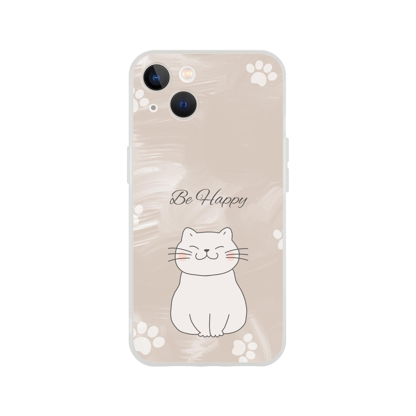 Be Happy Smiling Cat Flexi Case Cover - For iPhone 14 / 13 / 12 / 11 / X / 8 / 7 Series