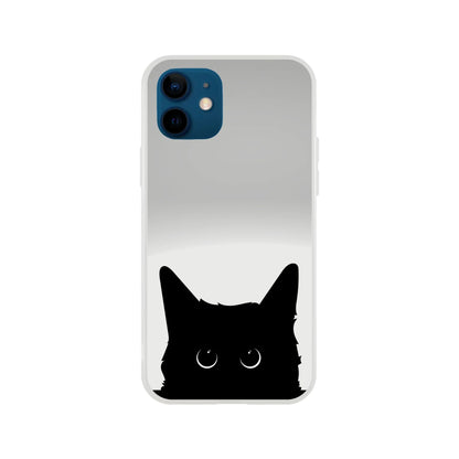 Black Cat Cute Stare Flexi Case Cover - For iPhone 15 / 14 / 13 / 12 / 11 / X / 8 / 7 Series