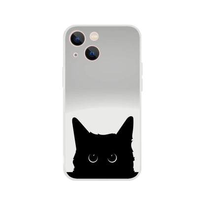 Black Cat Cute Stare Flexi Case Cover - For iPhone 15 / 14 / 13 / 12 / 11 / X / 8 / 7 Series