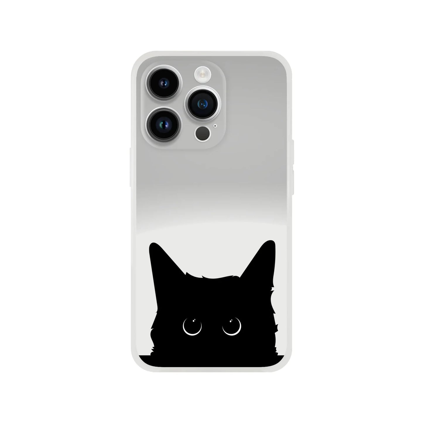 Black Cat Cute Stare Flexi Case Cover - For iPhone 15 / 14 / 13 / 12 / 11 / X / 8 / 7 Series