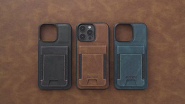 Suteni H03 Oil Wax PU Leather Wallet Stand Back Brown Phone Case - For iPhone 15 - MosAccessories.co.uk