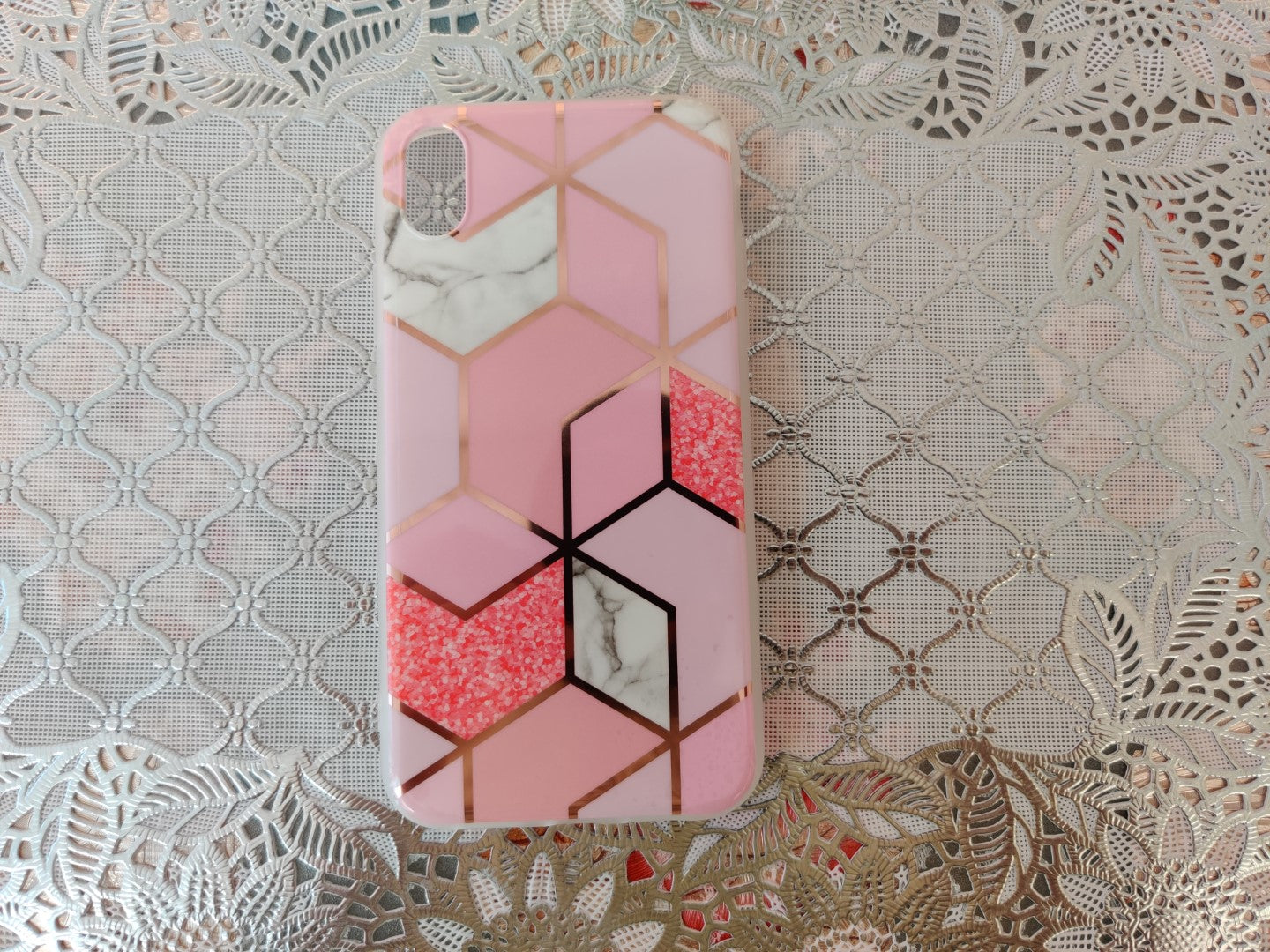 Marble Geometric TPU Pink Case - For iPhone XR - mosaccessories