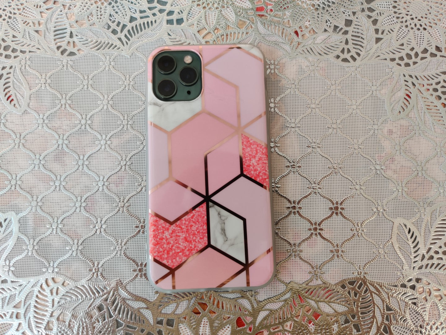 Marble Geometric TPU Pink Case - For iPhone 11 Pro - mosaccessories