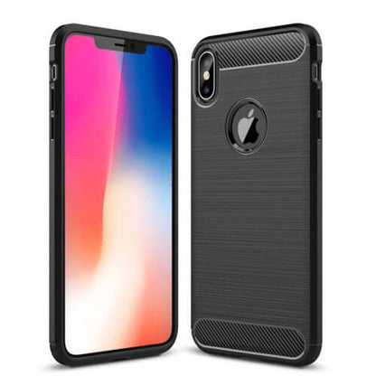 Carbon Fibre Brushed TPU Black Case - For iPhone Xs Max - mosaccessories