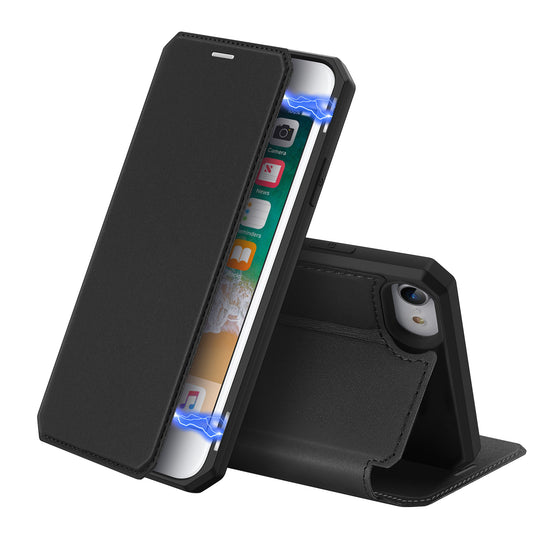 Dux Ducis Skin X Leather Flip Black Case - For iPhone SE (20/22) / 8 / 7 - mosaccessories