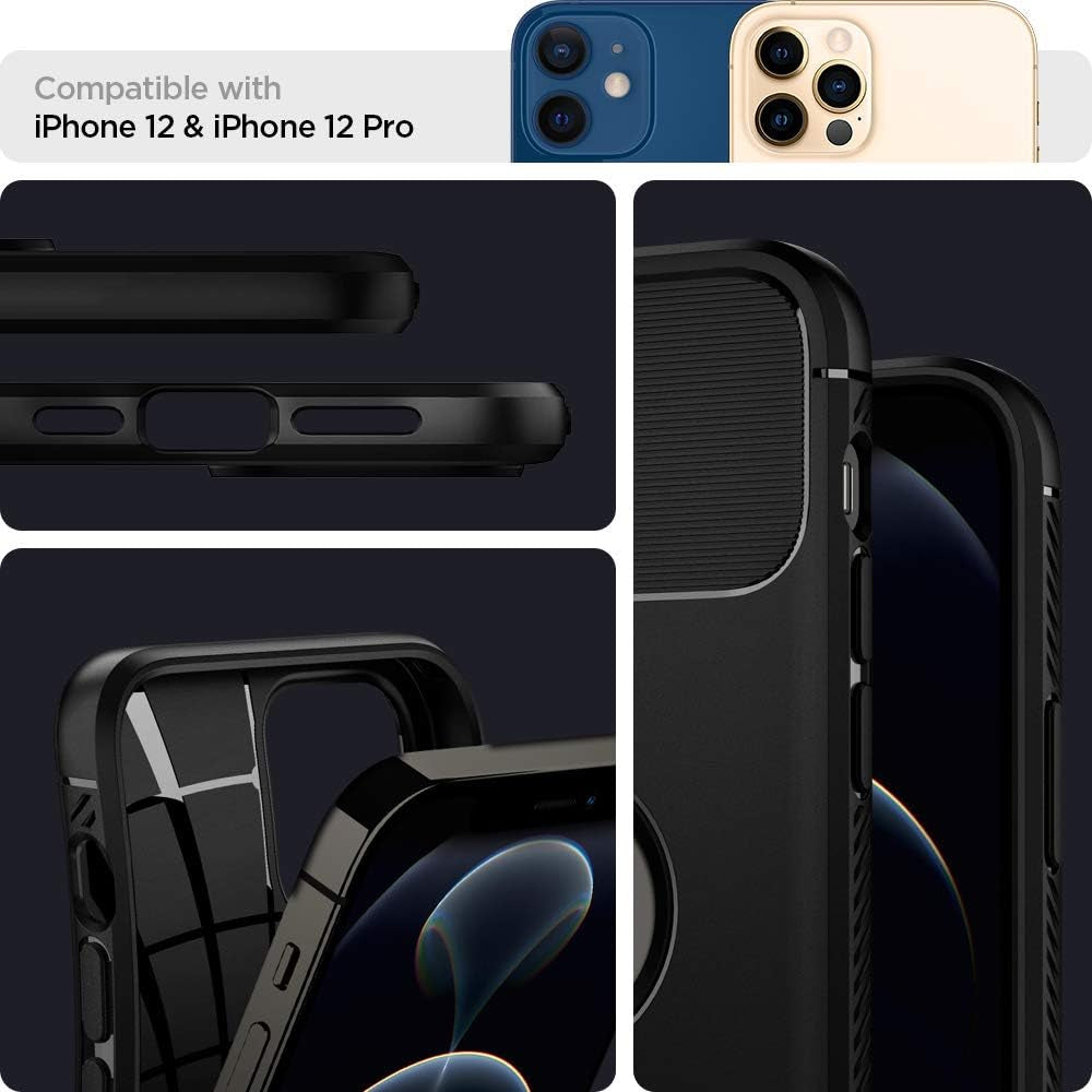 Spigen Rugged Armor Matte Black Case - For iPhone 12 / 12 Pro