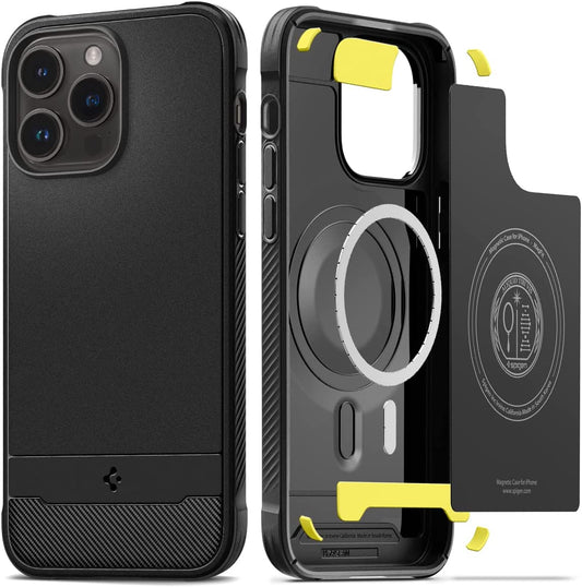 Spigen Rugged Armor Magfit Matte Black Case - For iPhone 14 Pro Max - mosaccessories