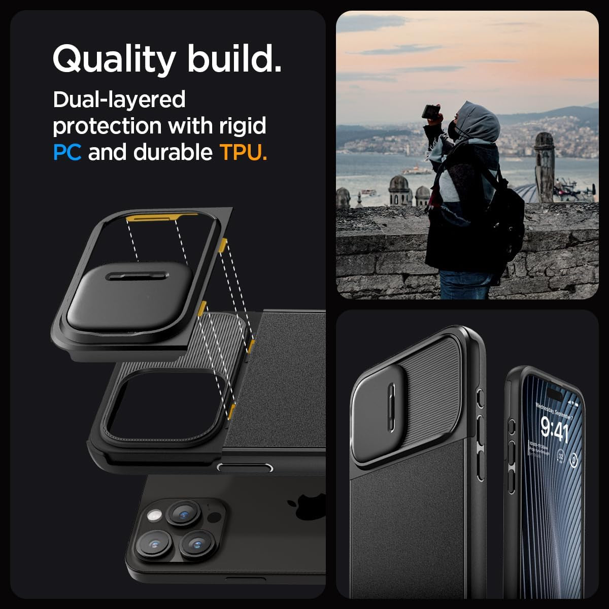 Spigen Optik Armor Magfit Black Case - For iPhone 15 Pro - mosaccessories