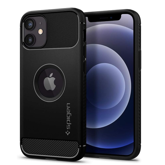 Spigen Rugged Armor Matte Black Case - For iPhone 12 Mini