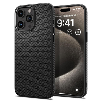Spigen Liquid Air Matte Black Case - For iPhone 15 Pro Max - mosaccessories