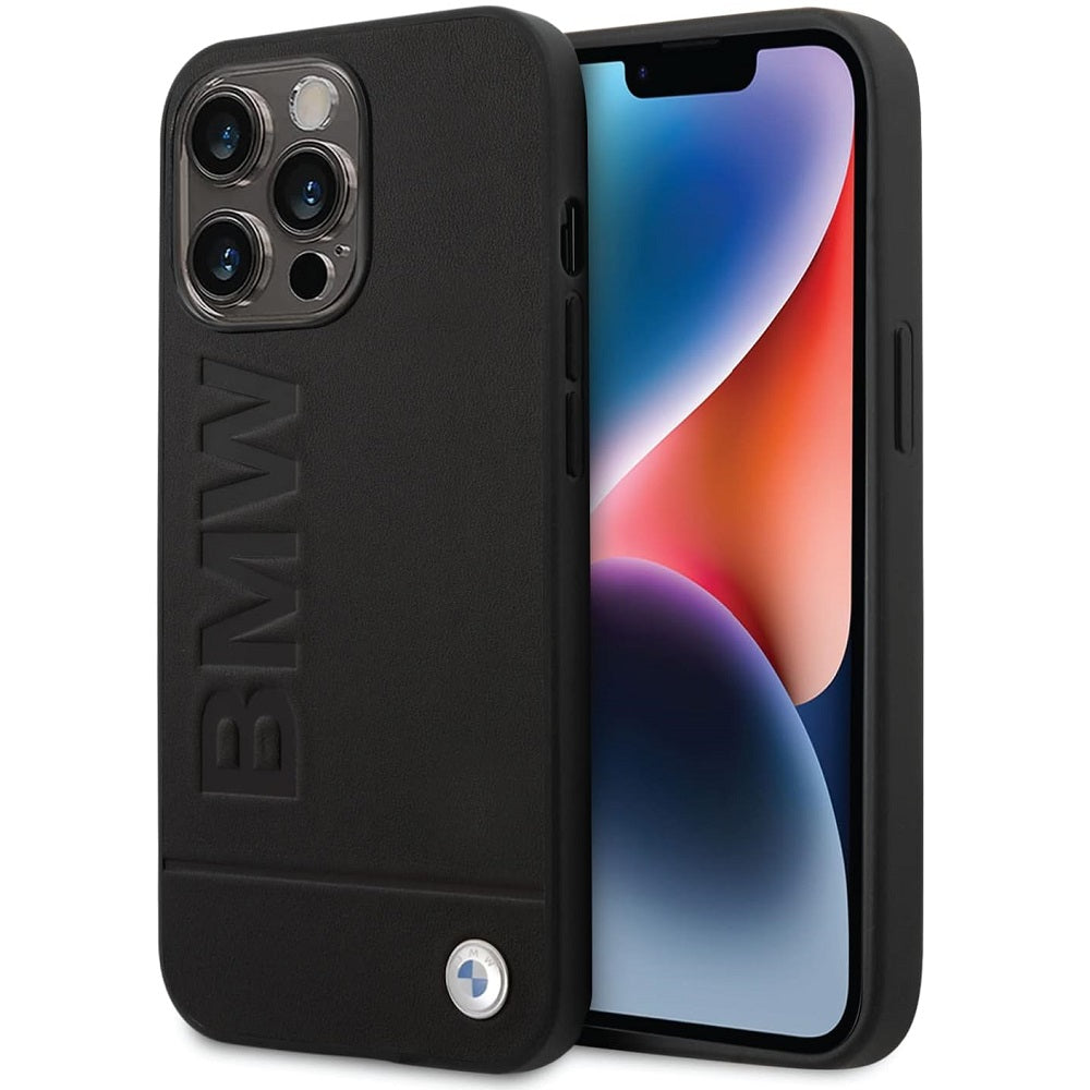 BMW Black Signature Logo Imprint Hard Phone Case - For iPhone 14 Pro Max Main Image - mosaccessories