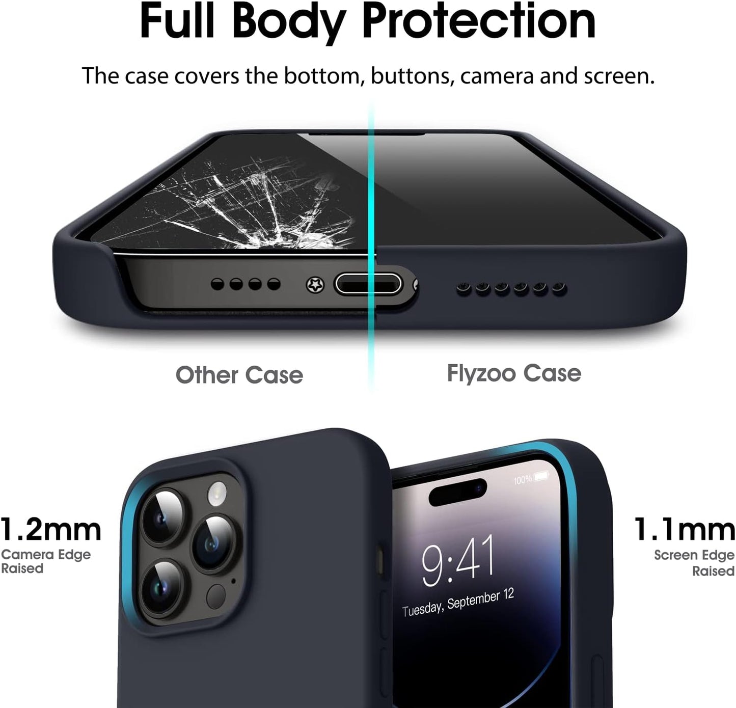 Flyzoo Liquid Silicone Shockproof Case - For iPhone 14 Pro - mosaccessories