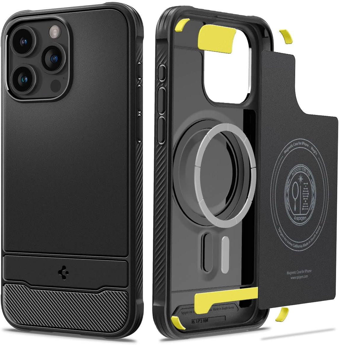 Spigen Rugged Armor Magfit Matte Black Case - For iPhone 15 Pro - mosaccessories
