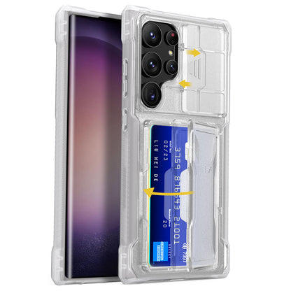 GKK Lens Protection Case Card Slot Kickstand Clear Phone Cover - For Samsung Galaxy S24 Ultra