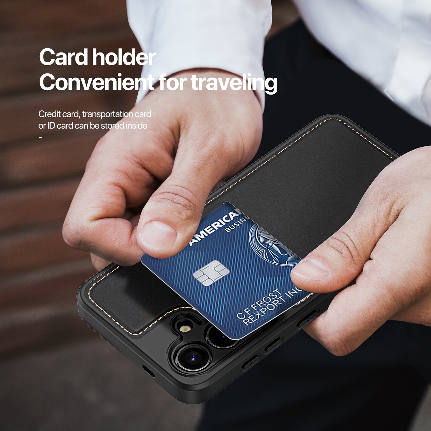 DUX DUCIS Rafi II Series RFID Case Card Holder Kickstand Black Phone Cover - For Samsung Galaxy S24