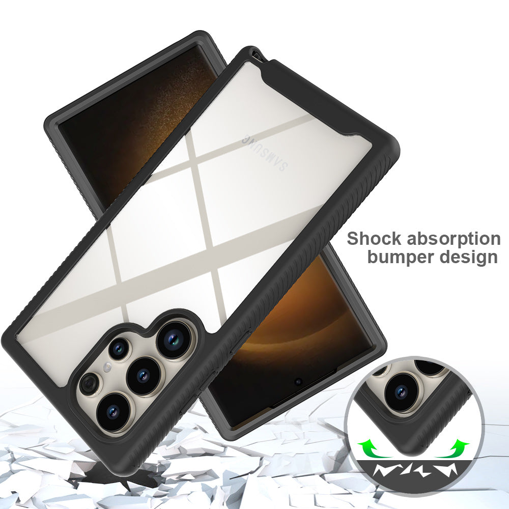 Shock Absorbing PC + TPU Black Phone Cover - For Samsung Galaxy S24 Ultra