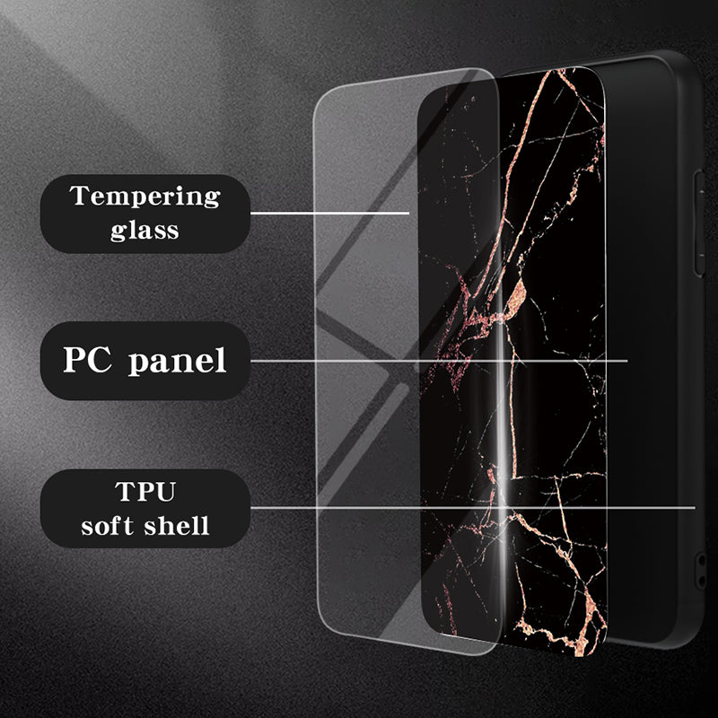 Tempered Glass + PC + TPU Flying Pigeon Marble Pattern Printing Back Shell - For Samsung Galaxy S24