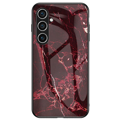 Tempered Glass + PC + TPU Blood Red Marble Pattern Printing Back Shell - For Samsung Galaxy S24