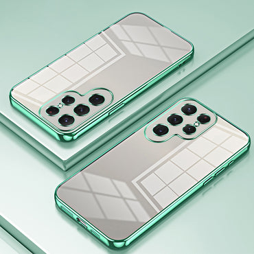 TPU Phone Case Electroplated Frame Protective Green Cover - For Samsung Galaxy S24 Ultra