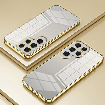 TPU Phone Case Electroplated Frame Protective Gold Cover - For Samsung Galaxy S24 Ultra
