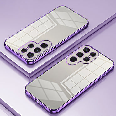 TPU Phone Case Electroplated Frame Protective Purple Cover - For Samsung Galaxy S24 Ultra