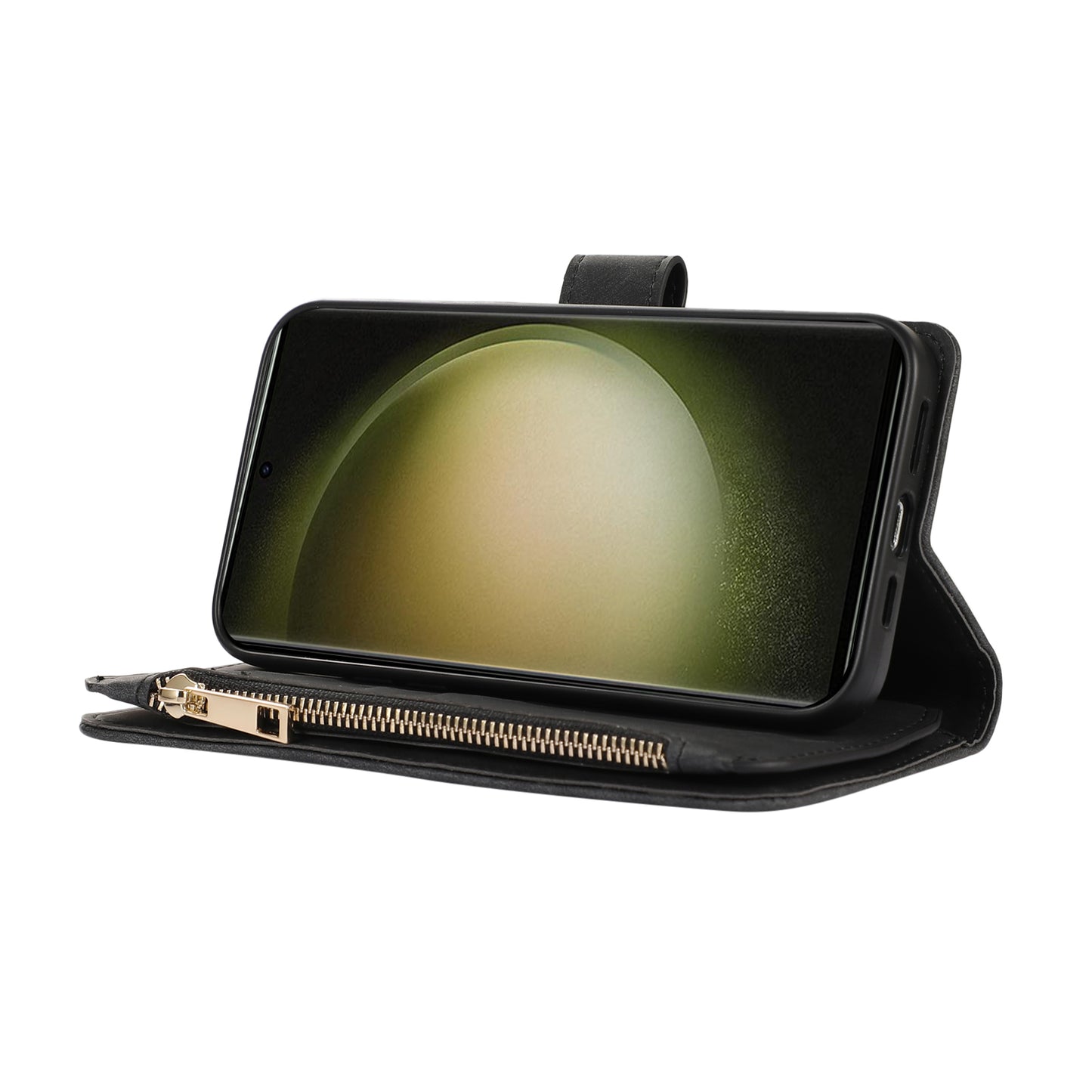 Rhombus Wallet Purse Handbag Black Leather Phone Cover - For Samsung Galaxy S24 Ultra