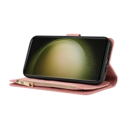 Rhombus Wallet Purse Handbag Rose Gold Leather Phone Cover - For Samsung Galaxy S24 Ultra