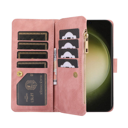 Rhombus Wallet Purse Handbag Rose Gold Leather Phone Cover - For Samsung Galaxy S24 Ultra