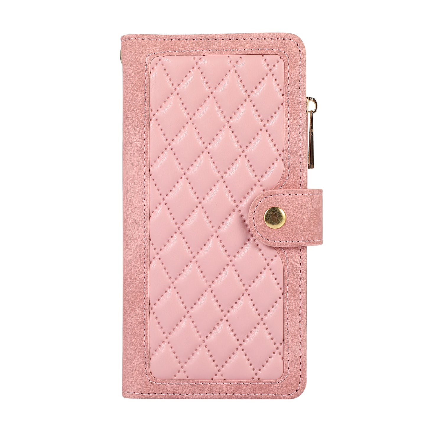 Rhombus Leather Case Stand Card Slots Rose Gold Phone Cover - For Samsung Galaxy S24