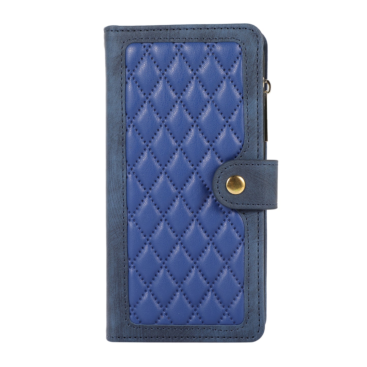 Rhombus Leather Case Stand Card Slots Blue Phone Cover - For Samsung Galaxy S24