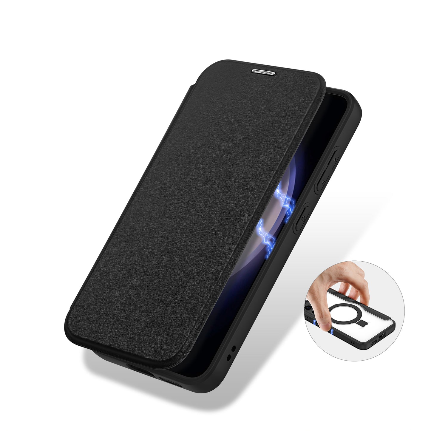 DUX DUCIS Skin X Pro Case RFID Ring Kickstand Black Cover Compatible with MagSafe - For Samsung Galaxy S24