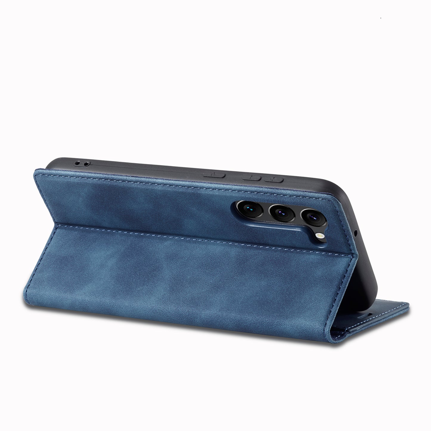 LC.IMEEKE Blue Case Microfiber Leather Folio Stand View Phone Cover - For Samsung Galaxy S24