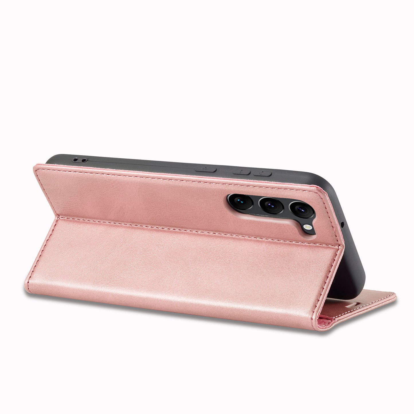 LC.IMEEKE Rose Gold Case Microfiber Leather Folio Stand View Phone Cover - For Samsung Galaxy S24