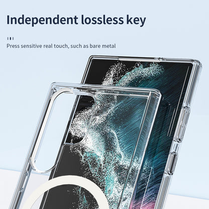 Magnetic Phone Case PC + TPU Scratch-proof Clear Back Cover - For Samsung Galaxy S24 Ultra