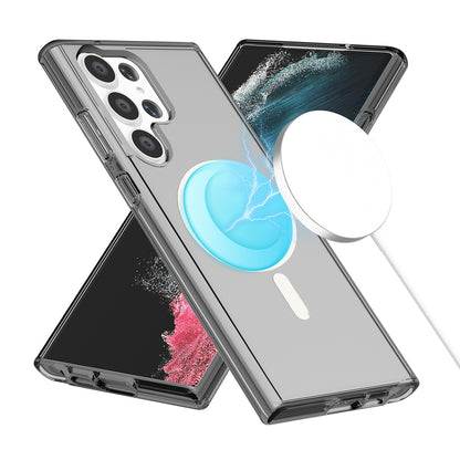 Magnetic Phone Case PC + TPU Scratch-proof Clear Black Back Cover - For Samsung Galaxy S24 Ultra
