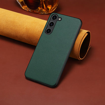 Calf Texture Case PC + TPU + PU Leather Anti-scratch Green Phone Shell - For Samsung Galaxy S24+