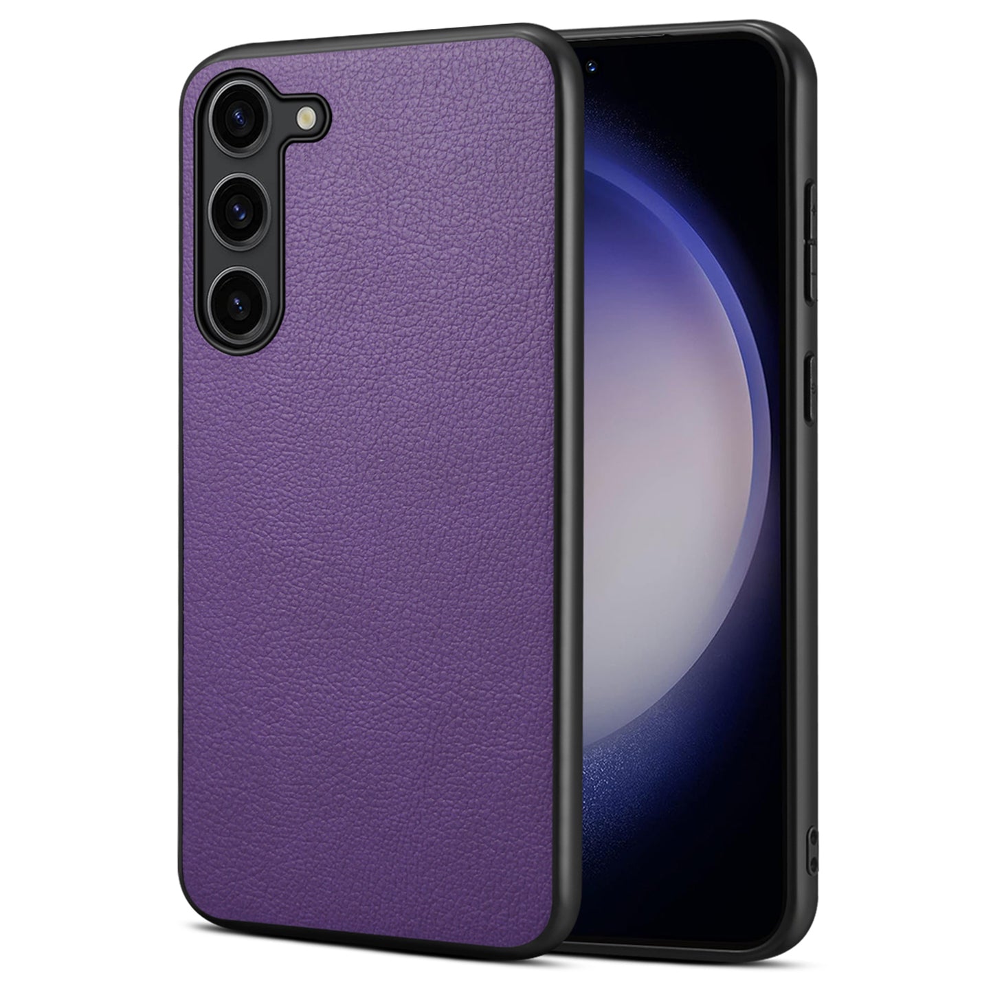 Calf Texture Case PC + TPU + PU Leather Anti-scratch Purple Phone Shell - For Samsung Galaxy S24+