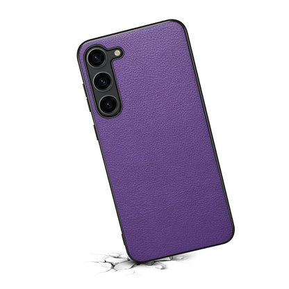 Calf Texture Case PC + TPU + PU Leather Anti-scratch Purple Phone Shell - For Samsung Galaxy S24+