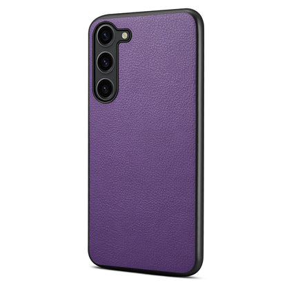 Calf Texture Case PC + TPU + PU Leather Anti-scratch Purple Phone Shell - For Samsung Galaxy S24+