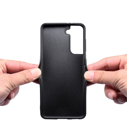 Calf Texture Case PC + TPU + PU Leather Anti-scratch Orange Phone Shell - For Samsung Galaxy S24+