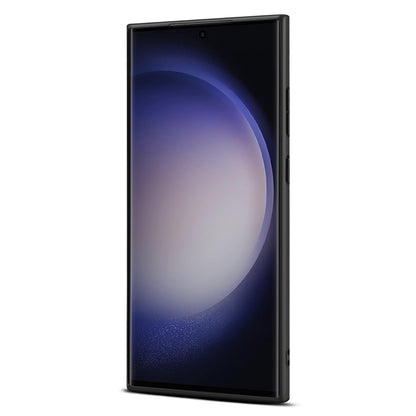 Calf Texture Anti-fall PC + TPU + PU Black Leather Phone Case - For Samsung Galaxy S24 Ultra
