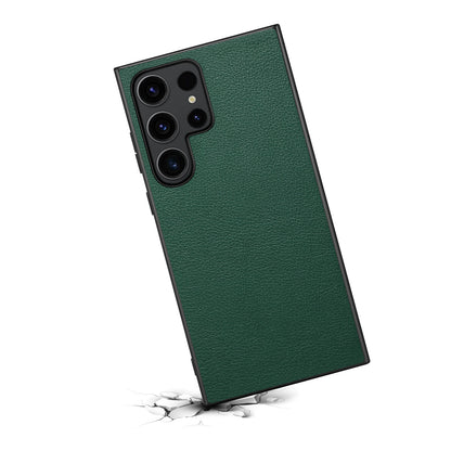 Calf Texture Anti-fall PC + TPU + PU Green Leather Phone Case - For Samsung Galaxy S24 Ultra