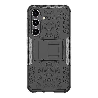 Tyre Pattern Phone Case Kickstand PC + TPU Black Cover - For Samsung Galaxy S24