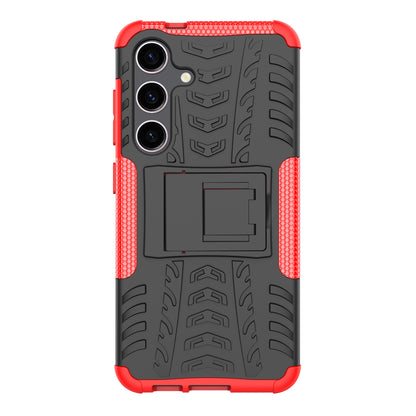 Tyre Pattern Phone Case Kickstand PC + TPU Red Cover - For Samsung Galaxy S24