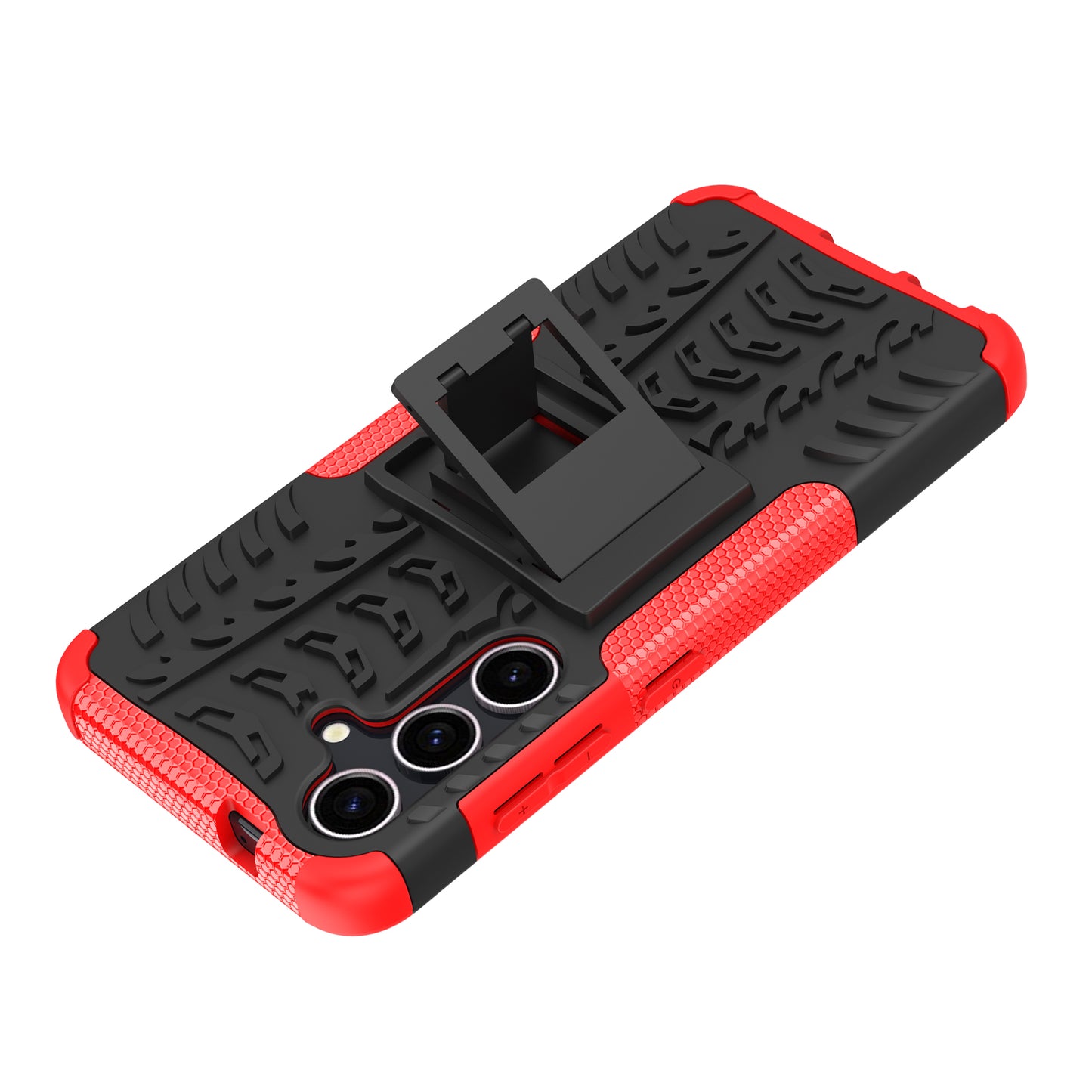 Tyre Pattern Phone Case Kickstand PC + TPU Red Cover - For Samsung Galaxy S24