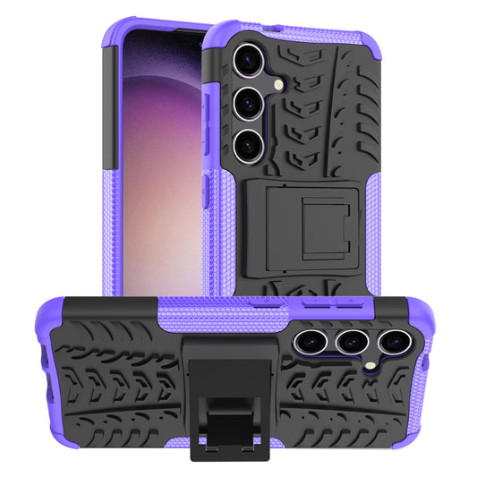 Tyre Pattern Phone Case Kickstand PC + TPU Purple Cover - For Samsung Galaxy S24