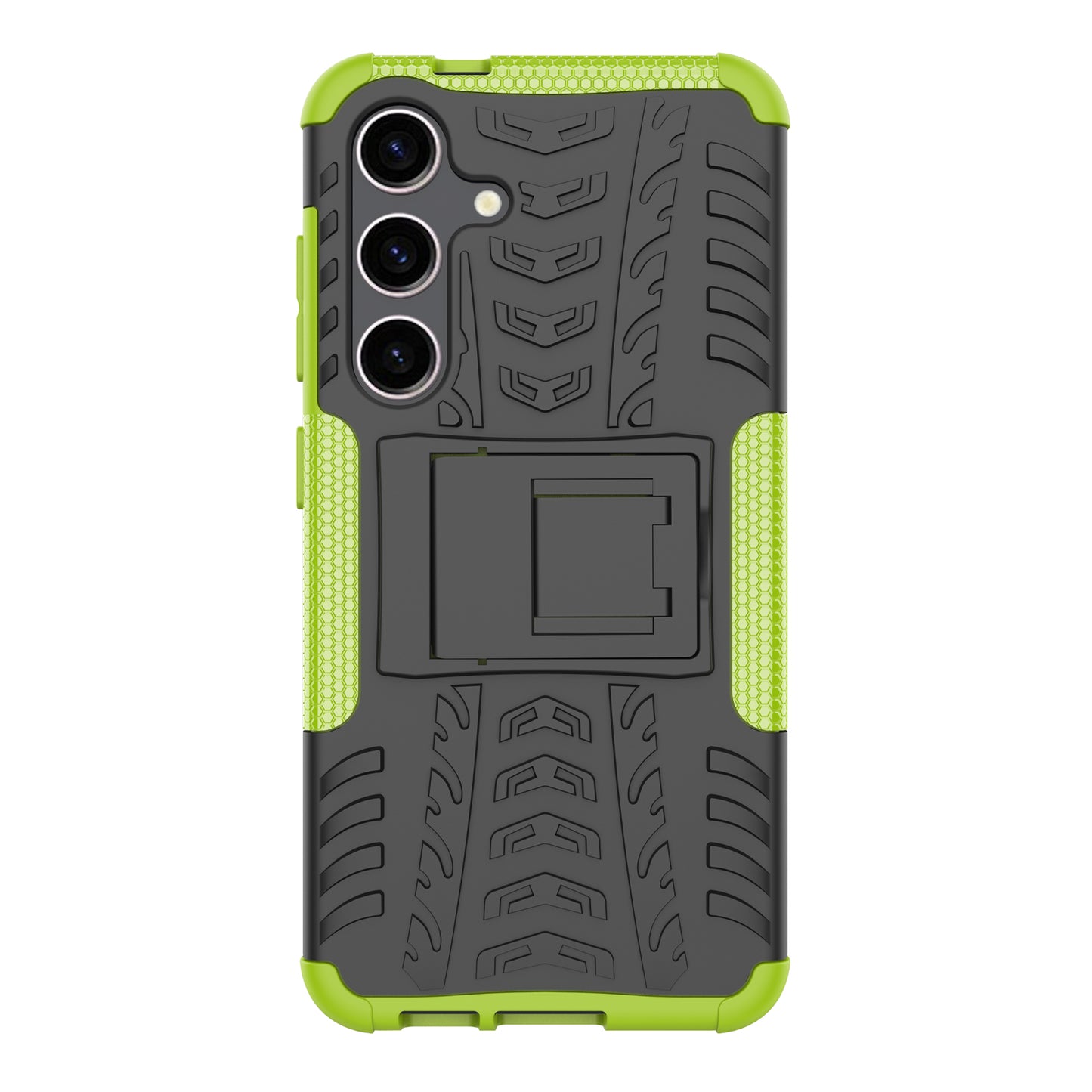 Tyre Pattern Phone Case Kickstand PC + TPU Green Cover - For Samsung Galaxy S24